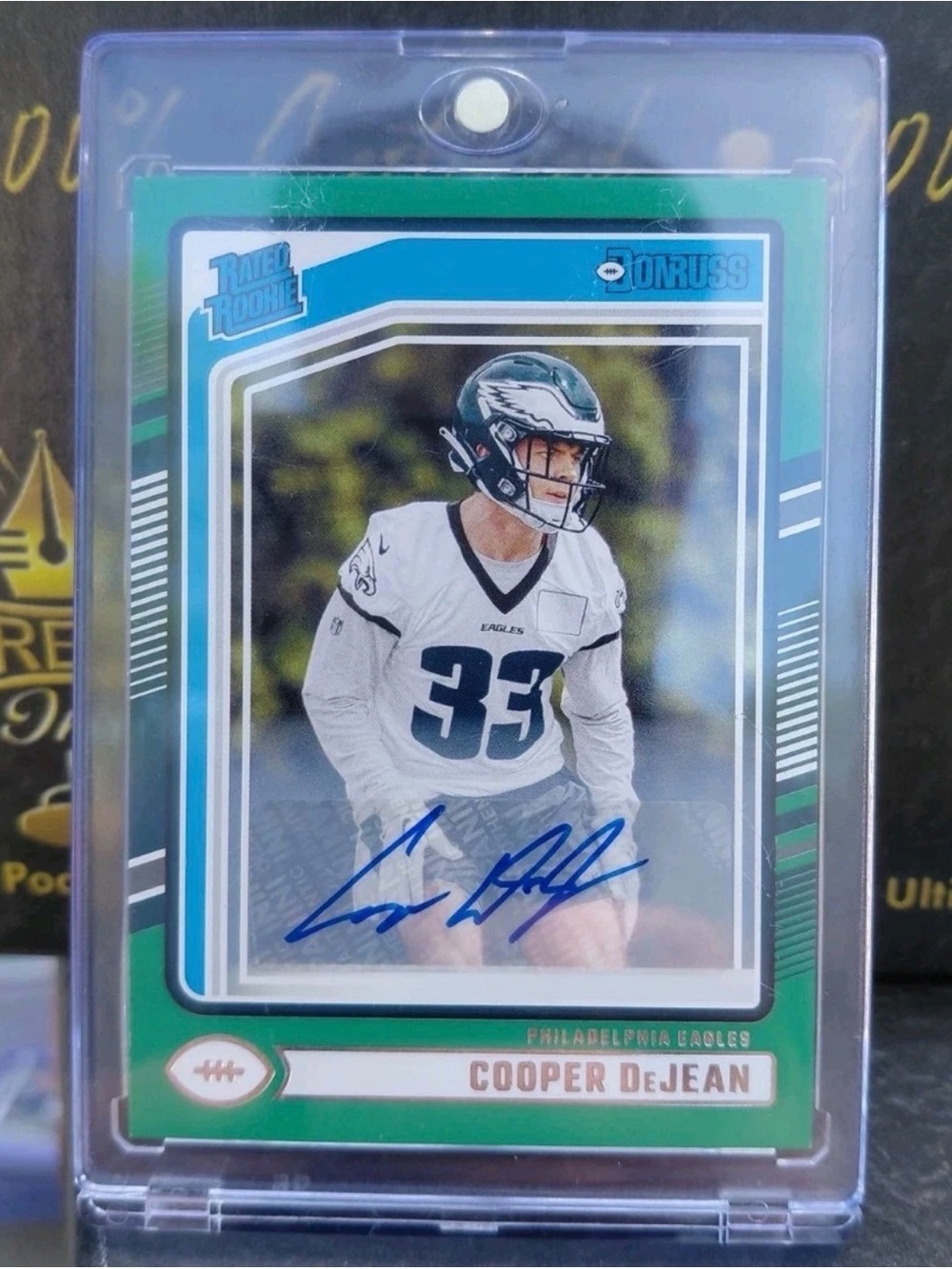 Panini 2024 Donruss Rated Rookie Cooper DeJean Eagles #305 Press Proof Green RC